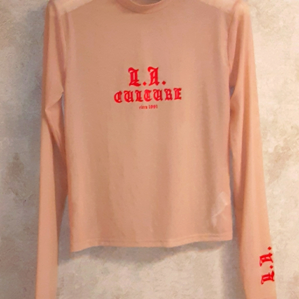 Top Sheer Mesh Cropped Nude by LA COUTURE Size Medium